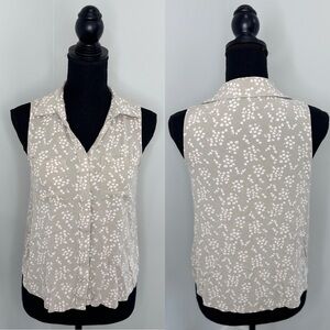 dip Gray Short Sleeve Button Up Blouse (XS)